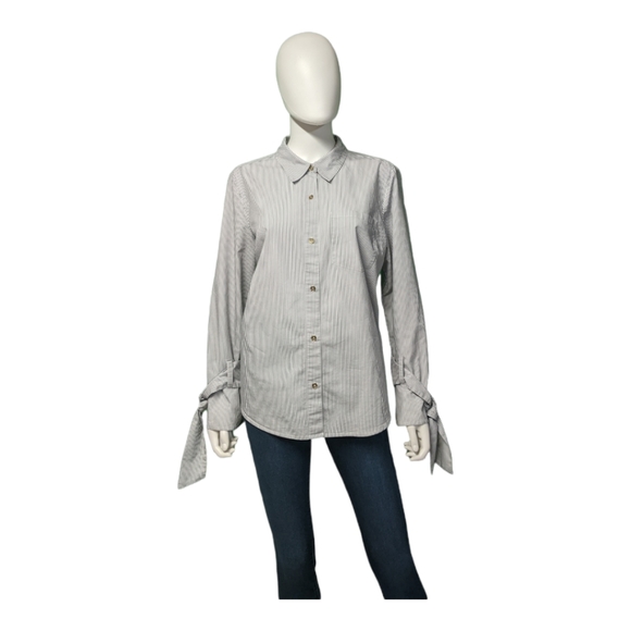 MICHAEL Michael Kors Striped Long Shirt with Tied Cuff - Picture 3 of 10